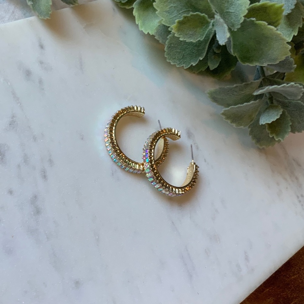 The Dae - Iridescent Stone Gold Hoops - Picture 3 of 7